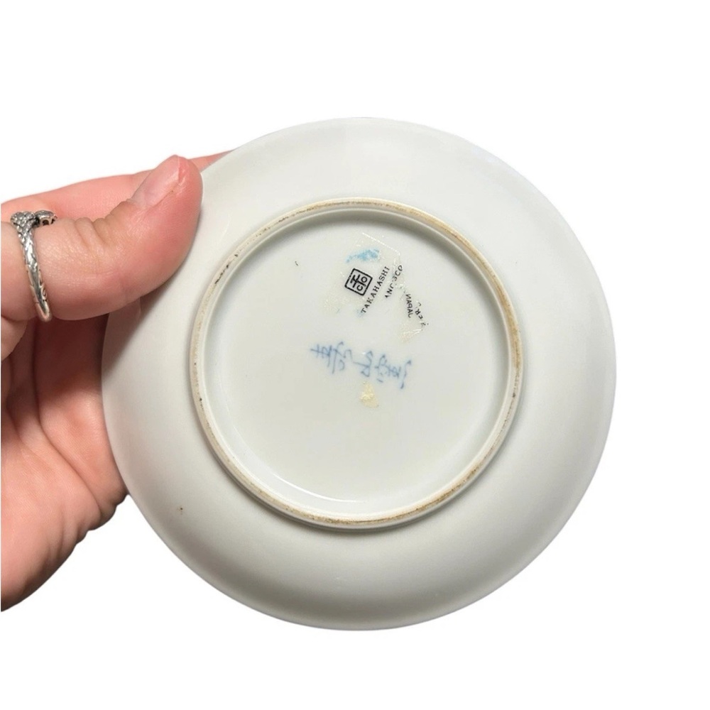 Vintage Hozan Japan Hand Painted Porcelain Dish Blue Floral - Picture 2 of 2